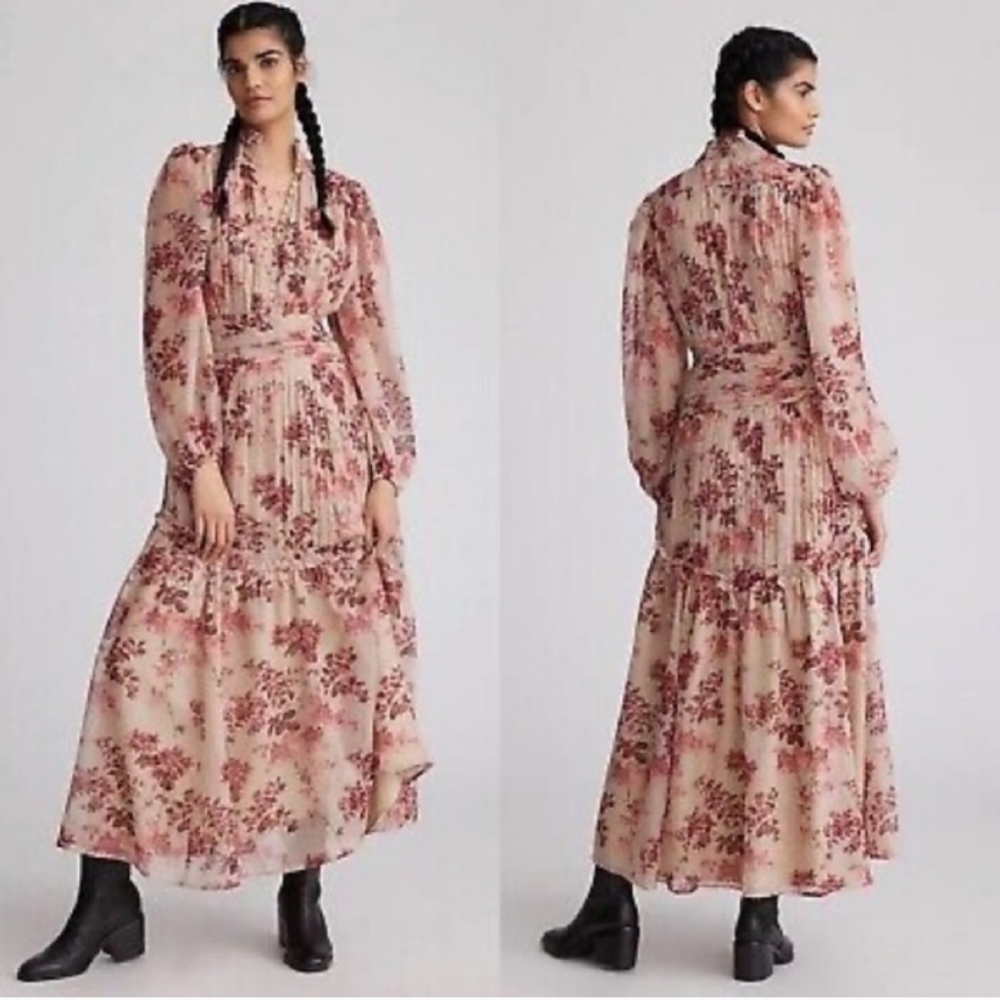 Anthropologie Let Me Be Floral Long Sleeve Maxi Dress